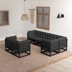 Set Salotto Giardino 7 pz Cuscini Antracite Legno Massello Pino