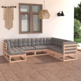 Set Salotto Giardino 7 pz Cuscini Antracite Legno Massello Pino