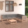 Set Salotto Giardino 7 pz Cuscini Antracite Legno Massello Pino