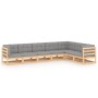 Set Salotto Giardino 7 pz Cuscini Antracite Legno Massello Pino