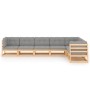 Set Salotto Giardino 7 pz Cuscini Antracite Legno Massello Pino