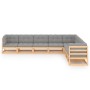 Set Salotto Giardino 8 pz Cuscini Antracite Legno Massello Pino