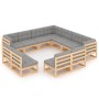 Set Divani Giardino 11 pz con Cuscini in Legno Massello di Pino