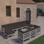 Set Divani da Giardino 10pz con Cuscini Grigio Massello di Pino