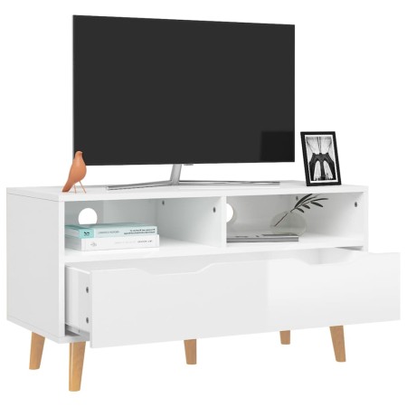 Mobile Porta TV Bianco Lucido 90x40x48,5 cm Legno Multistrato