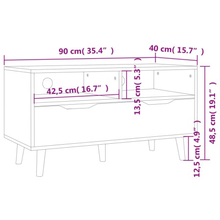 Mobile Porta TV Bianco Lucido 90x40x48,5 cm Legno Multistrato