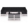Set Divani da Giardino 10 pz Cuscini Bianchi Massello di Pino