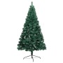 Set Albero Natale Artificiale a Metà LED e Palline Verde 210 cm