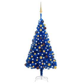 Albero di Natale Preilluminato con Palline Blu 120 cm PVC