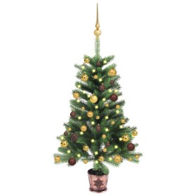 Albero di Natale Preilluminato con Palline Verde 65 cm