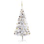 Albero di Natale Preilluminato con Palline Argento 180 cm PET