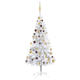 Albero di Natale Preilluminato con Palline Argento 180 cm PET