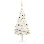 Albero di Natale Preilluminato con Palline Bianco 150 cm