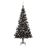 Albero di Natale Preilluminato con Palline Nero 210 cm PVC