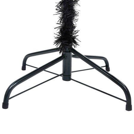 Albero di Natale Preilluminato con Palline Nero 210 cm PVC