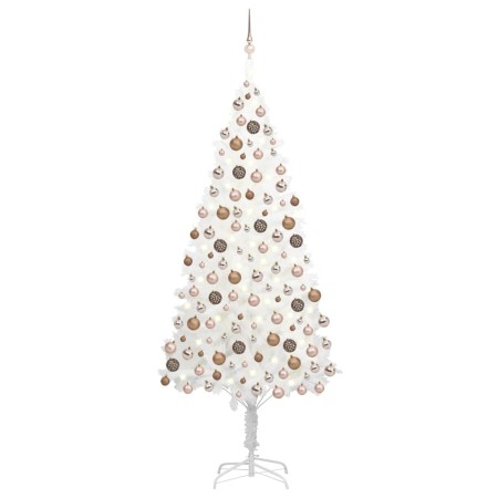 Albero di Natale Preilluminato con Palline Bianco 240 cm PVC