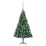 Albero di Natale Preilluminato con Palline Verde 120 cm PVC