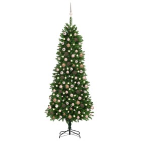 Albero di Natale Preilluminato con Palline 240 cm Verde