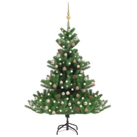 Albero Natale Artificiale Nordmann LED Palline Verde 240cm