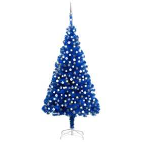 Albero di Natale Preilluminato con Palline Blu 240 cm PVC