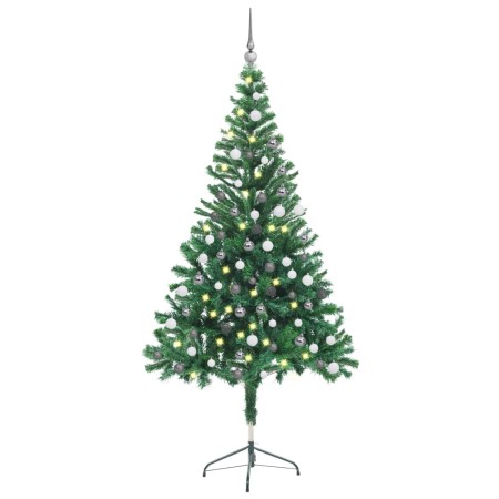 Albero di Natale Preilluminato con Palline 150 cm 380 Rami