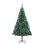 Albero di Natale Preilluminato con Palline Verde 120 cm PVC