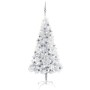 Albero di Natale Preilluminato con Palline Argento 150 cm PET