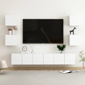 Set di Mobili Porta TV 7 pz Bianco in Legno Multistrato