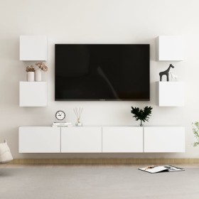 Set Mobili Porta TV 6 pz Bianco in Legno Multistrato