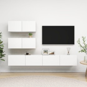 Set Mobili Porta TV 4 pz Bianco in Legno Multistrato