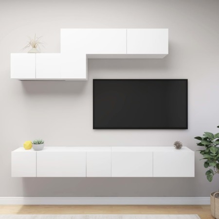 Set di Mobili Porta TV 6 pz Bianco in Legno Multistrato