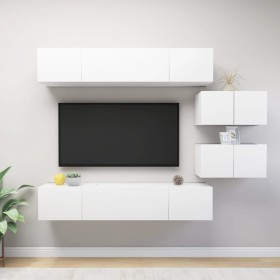 Set Mobili Porta TV 6 pz Bianco in Legno Multistrato