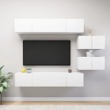 Set Mobili Porta TV 6 pz Bianco in Legno Multistrato