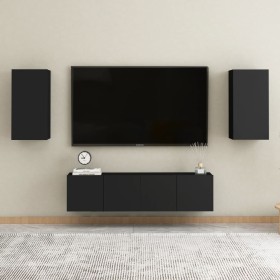 Set di Mobili Porta TV 4 pz Nero in Legno Multistrato