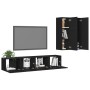 Set di Mobili Porta TV 4 pz Nero in Legno Multistrato