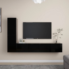 Set di Mobili Porta TV 4 pz Nero in Legno Multistrato