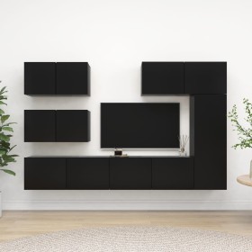 Set di Mobili Porta TV 6 pz Nero in Legno Multistrato