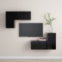 Set di Mobili Porta TV 4 pz Nero in Legno Multistrato