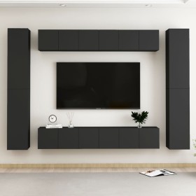 Set di Mobili Porta TV 10 pz Nero in Legno Multistrato