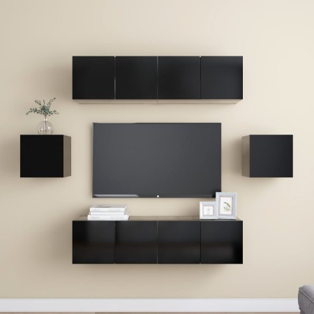 Set di Mobili Porta TV 6 pz Nero in Legno Multistrato