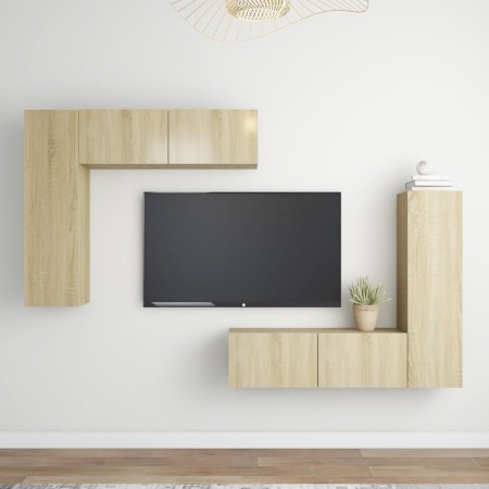 Set di Mobili Porta TV 4 pz Rovere Sonoma in Legno Multistrato