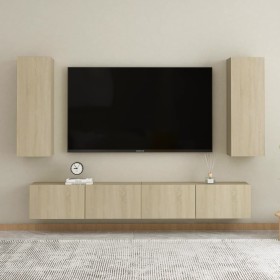 Set di Mobili TV 4 pz Rovere Sonoma in Legno Multistrato