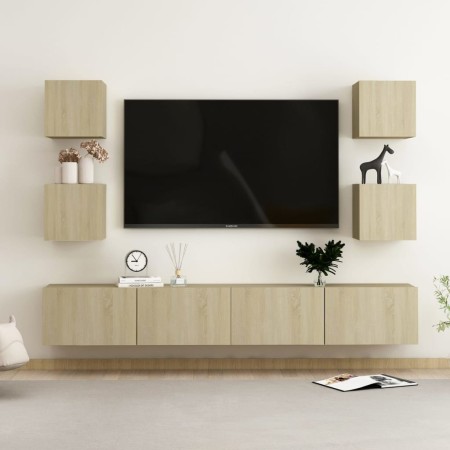 Set di Mobili TV 6 pz Rovere Sonoma in Legno Multistrato