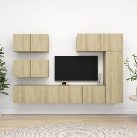 Set di Mobili Porta TV 6 pz Rovere Sonoma in Legno Multistrato