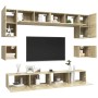 Set di Mobili TV 8 pz Rovere Sonoma in Legno Multistrato