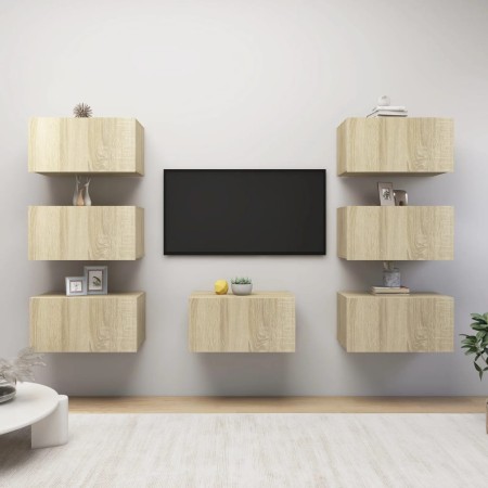 Mobili TV 7 pz Rovere Sonoma 30,5x30x60 cm in Legno Multistrato