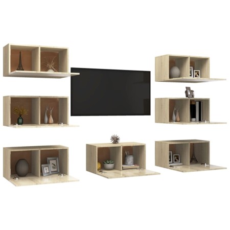 Mobili TV 7 pz Rovere Sonoma 30,5x30x60 cm in Legno Multistrato