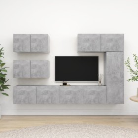 Set di Mobili Porta TV 6 pz Grigio Cemento in Legno Multistrato