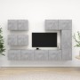 Set di Mobili Porta TV 6 pz Grigio Cemento in Legno Multistrato