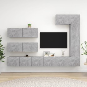 Set di Mobili Porta TV 7 pz Grigio Cemento in Legno Multistrato